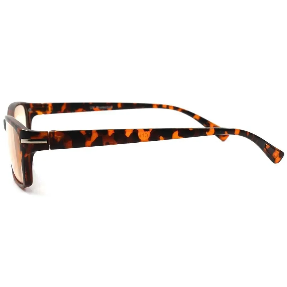 Non Magnified Yellow Tint Tortoise Mens Womens Cool Computer Reading Glasses F43